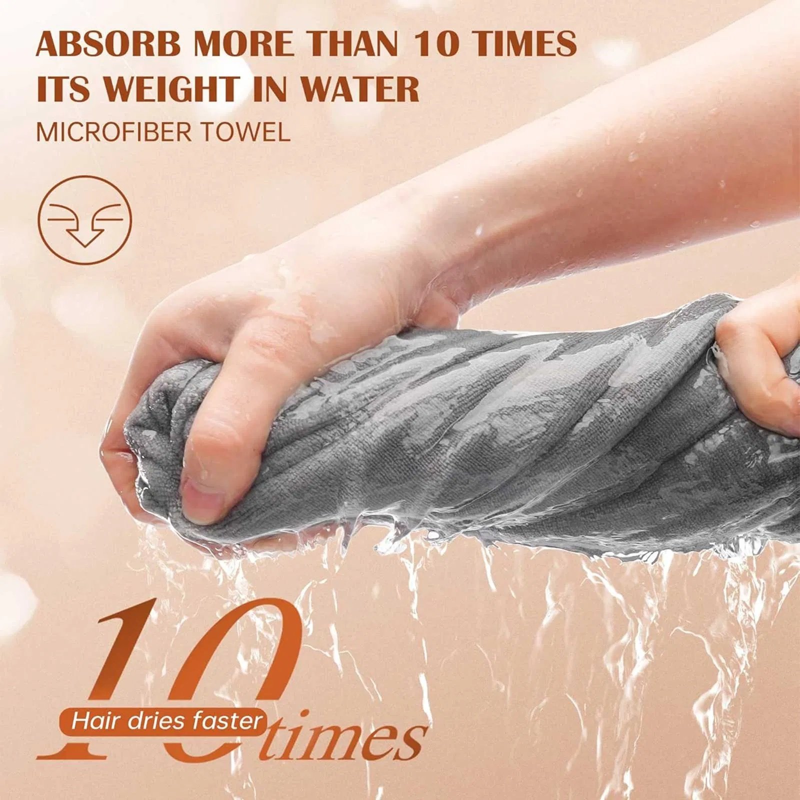 Women 3 PC Microfiber Hair Towel Wrap Ultra Absorbent Hair Turbans For Curly, Long & Thick Hair Blue,Grey,Pink - Image 2