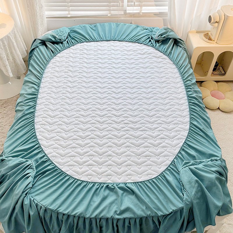 Quilted Bed Skirt Set – Elegant Lace Bedspread with Pillowcases * 2 - Image 5