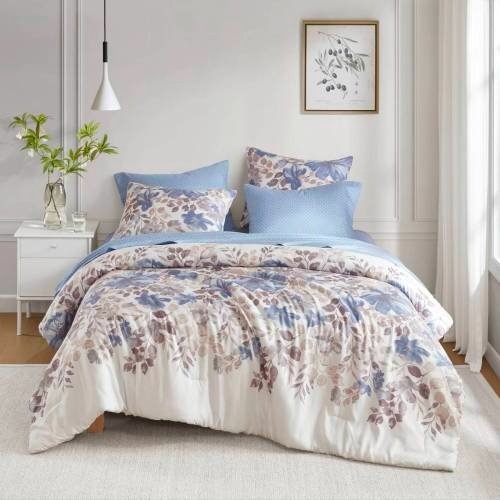Classic Blue Floral Queen Comforter & Sheet Set - Image 7