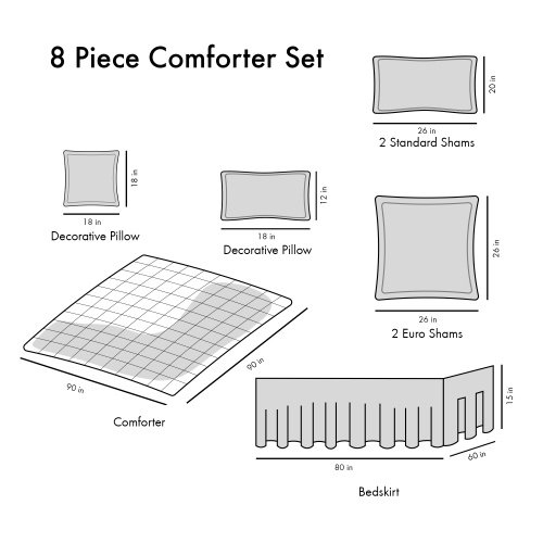 Elegant 8-Piece Queen Comforter Set – Quilted Damask BeddingQueen 8 Piece Comforter Set - Image 8